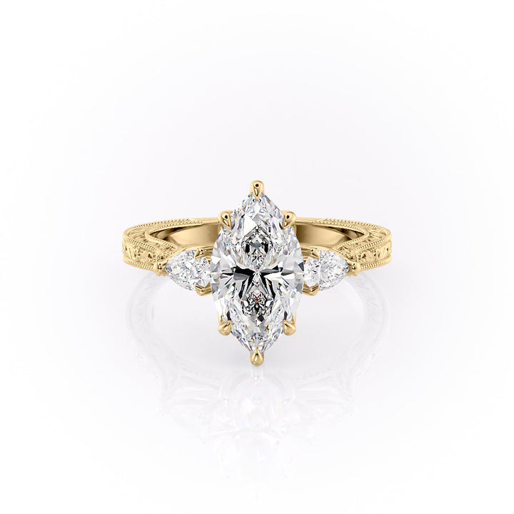 The Three Stone Skye Set With A Marquise Lab Diamond-L'Amour Brilliance #material_gold