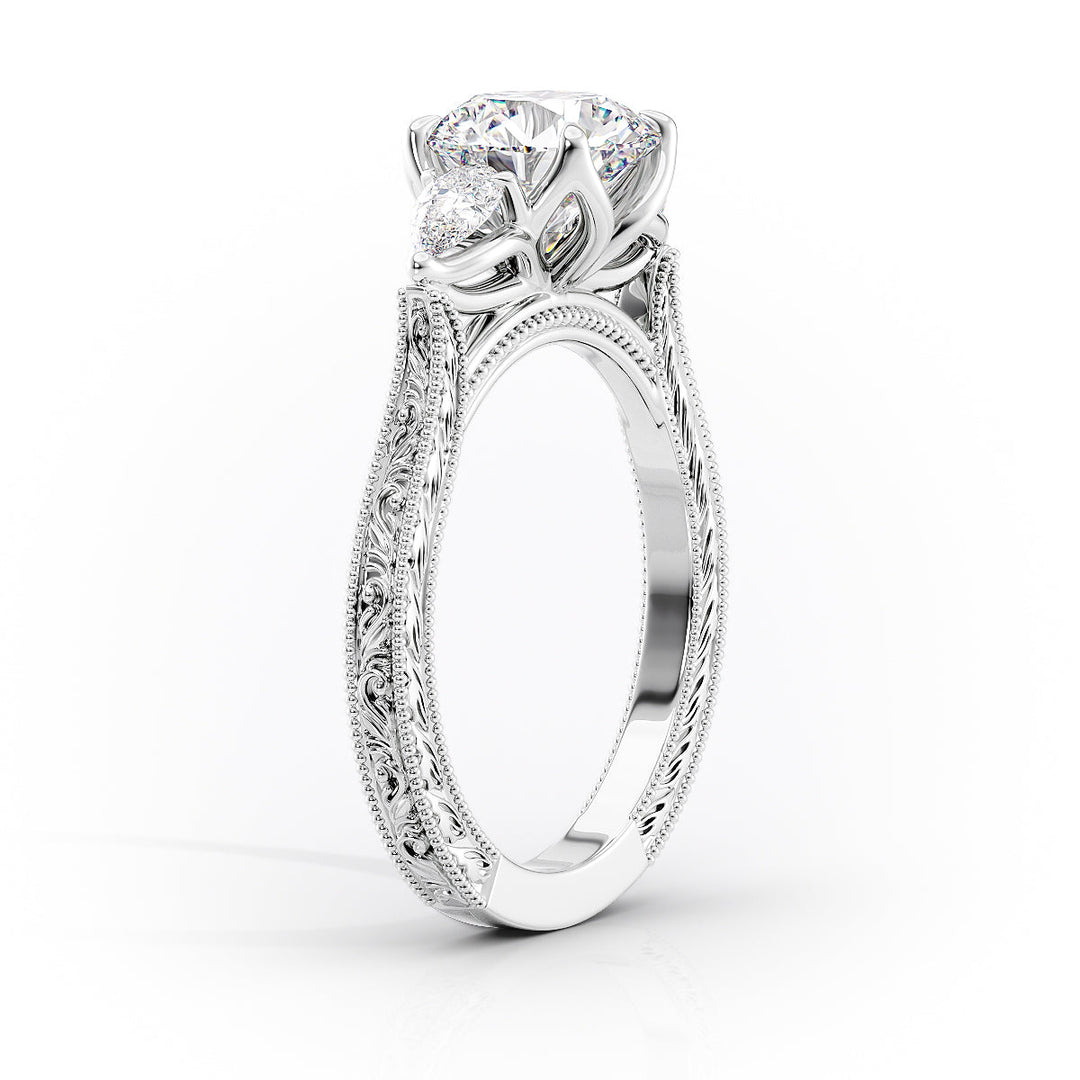 The Three Stone Skye Set With A Pear Lab Diamond#material_white