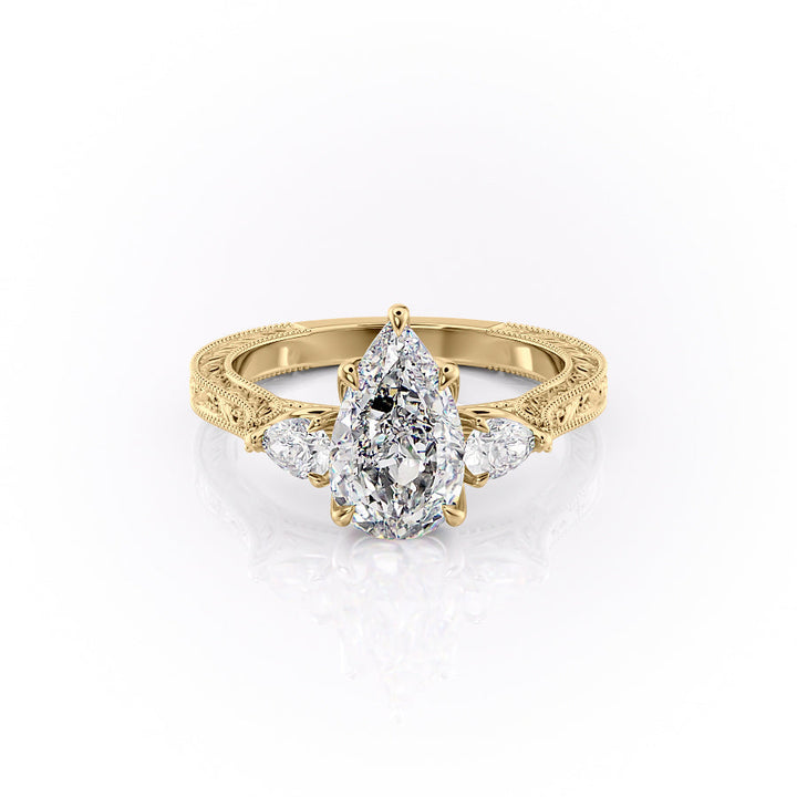 The Three Stone Skye Set With A Pear Lab Diamond-L'Amour Brilliance #material_gold