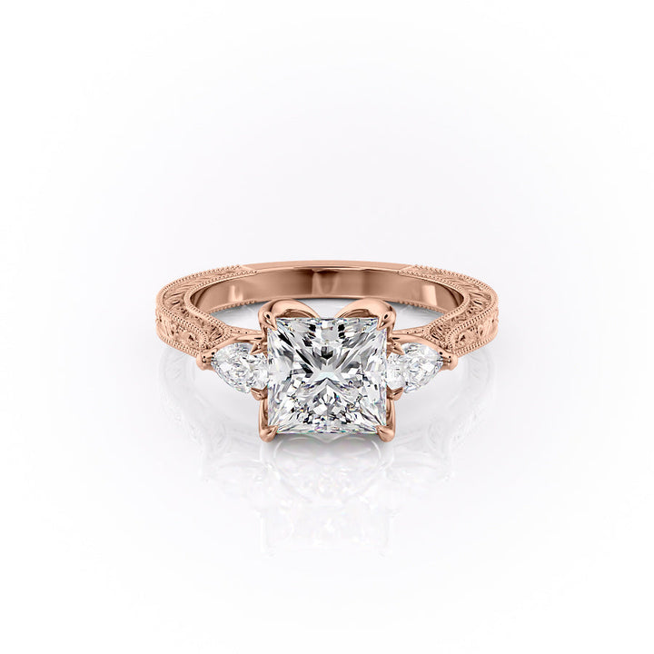 The Three Stone Skye Set With A Princess Lab Diamond-L'Amour Brilliance #material_rose