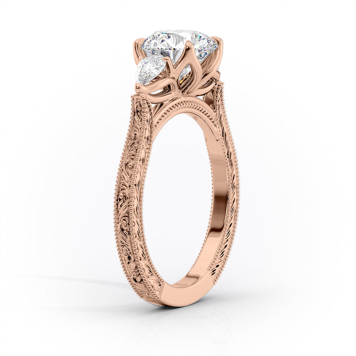 The Three Stone Skye Set With A Princess Lab Diamond#material_rose