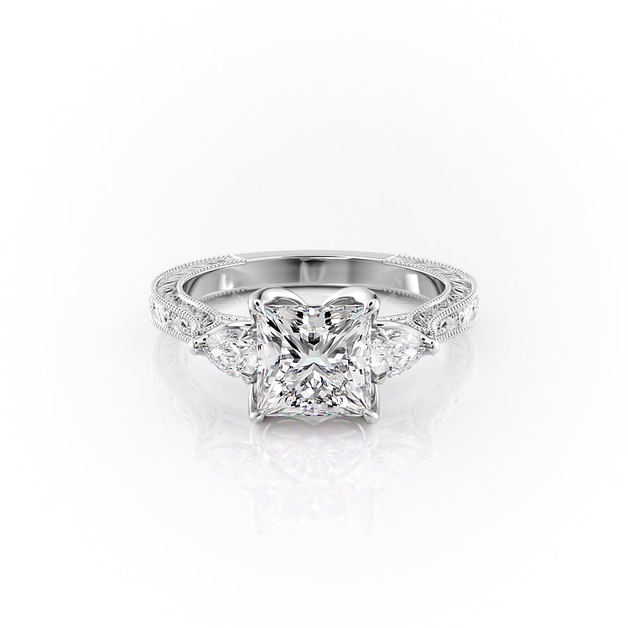The Three Stone Skye Set With A Princess Lab Diamond-L'Amour Brilliance #material_white