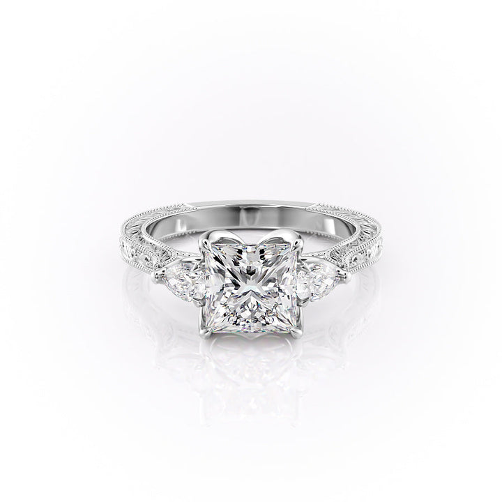 The Three Stone Skye Set With A Princess Lab Diamond-L'Amour Brilliance #material_white