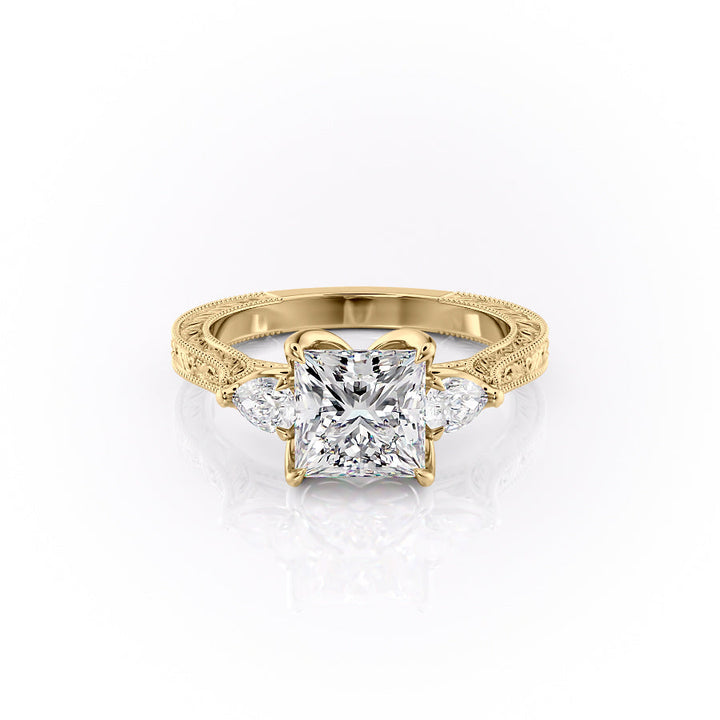 The Three Stone Skye Set With A Princess Lab Diamond-L'Amour Brilliance #material_gold