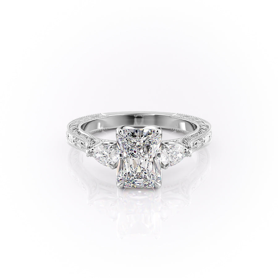 The Three Stone Skye Set With A Radiant Lab Diamond-L'Amour Brilliance #material_white