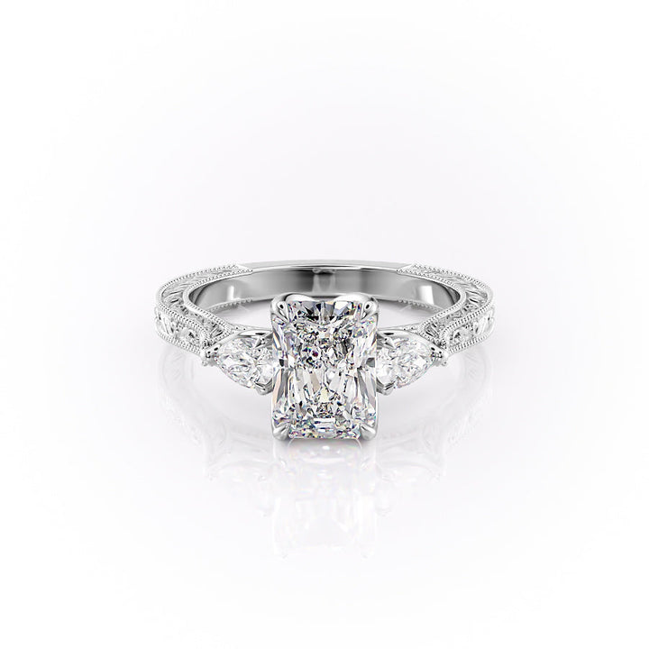 The Three Stone Skye Set With A Radiant Lab Diamond-L'Amour Brilliance #material_white