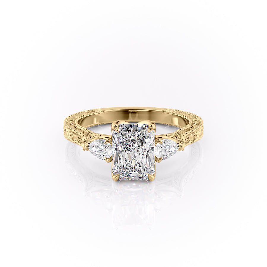 The Three Stone Skye Set With A Radiant Lab Diamond-L'Amour Brilliance #material_gold