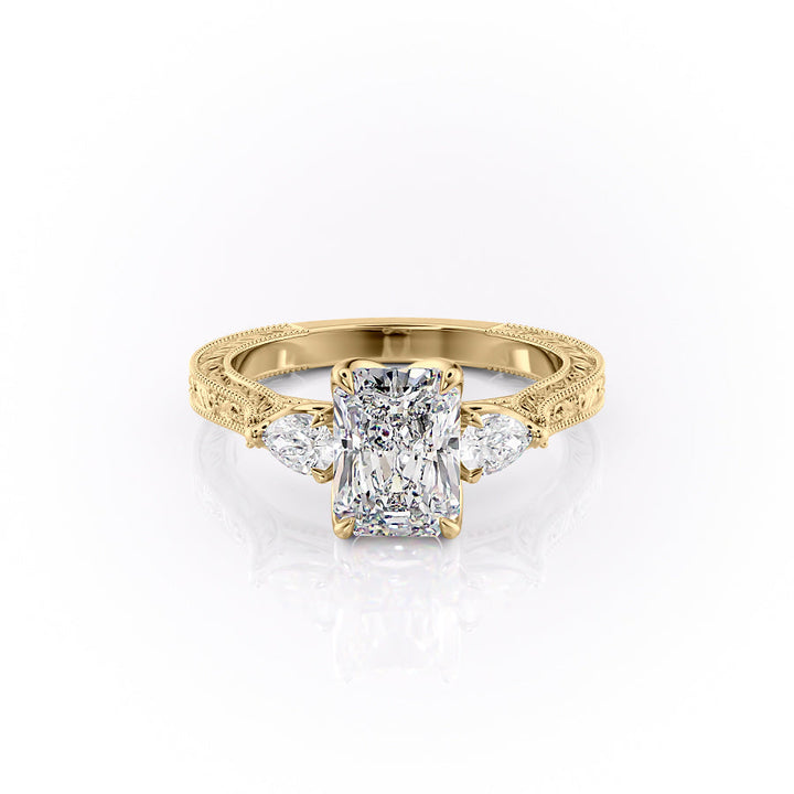 The Three Stone Skye Set With A Radiant Lab Diamond-L'Amour Brilliance #material_gold