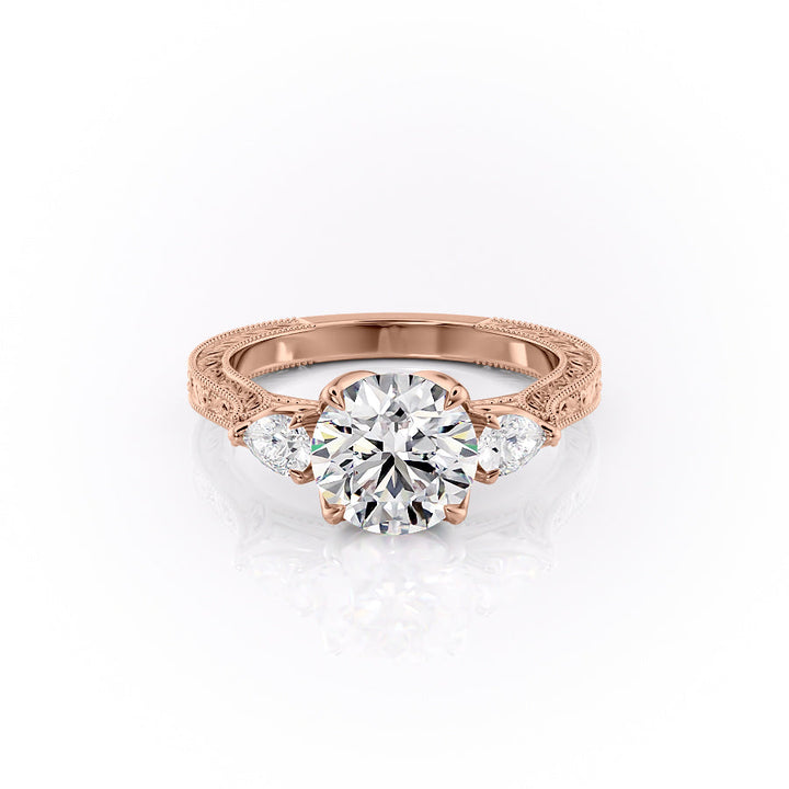 The Three Stone Skye Set With A Round Lab Diamond-L'Amour Brilliance #material_rose