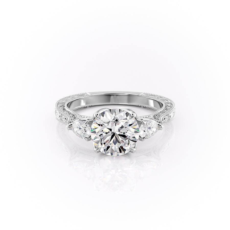 The Three Stone Skye Set With A Round Lab Diamond-L'Amour Brilliance #material_white