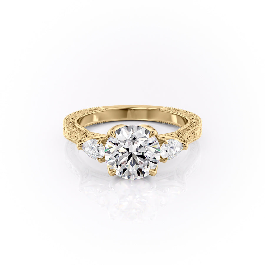 The Three Stone Skye Set With A Round Lab Diamond-L'Amour Brilliance #material_gold