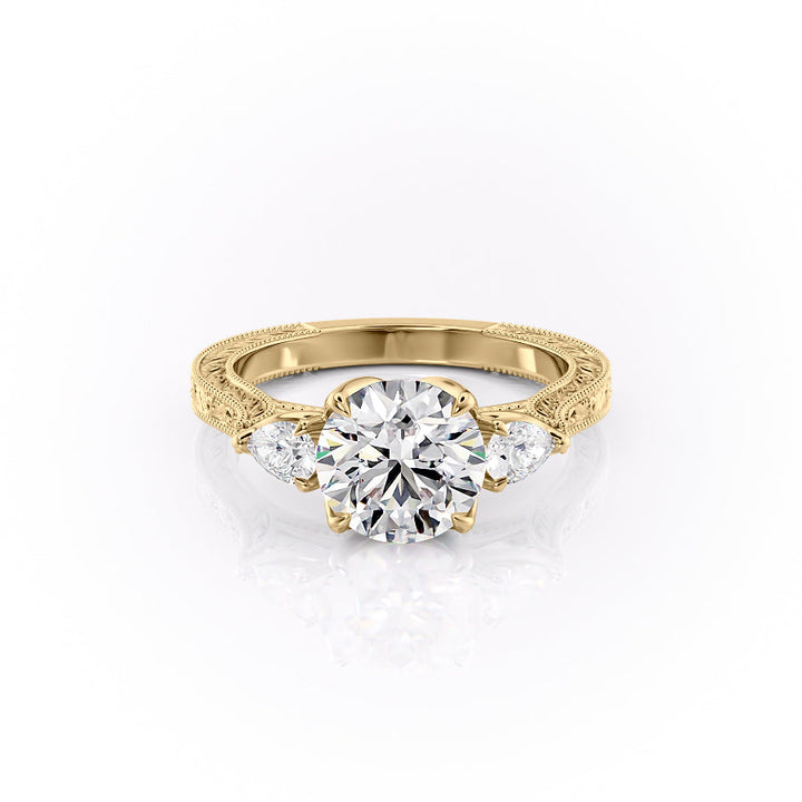 The Three Stone Skye Set With A Round Lab Diamond-L'Amour Brilliance #material_gold