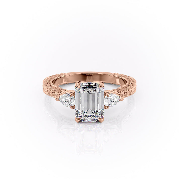 The Three Stone Skye Set With An Emerald Lab Diamond-L'Amour Brilliance #material_rose