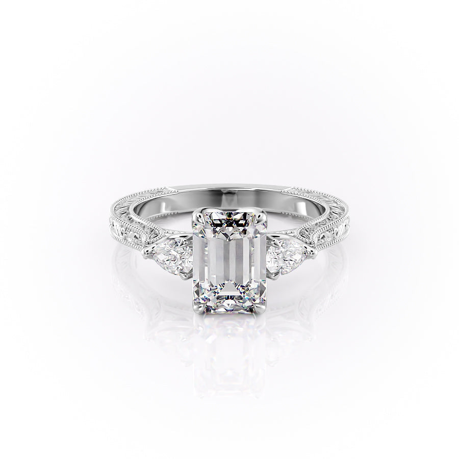 The Three Stone Skye Set With An Emerald Lab Diamond-L'Amour Brilliance #material_white