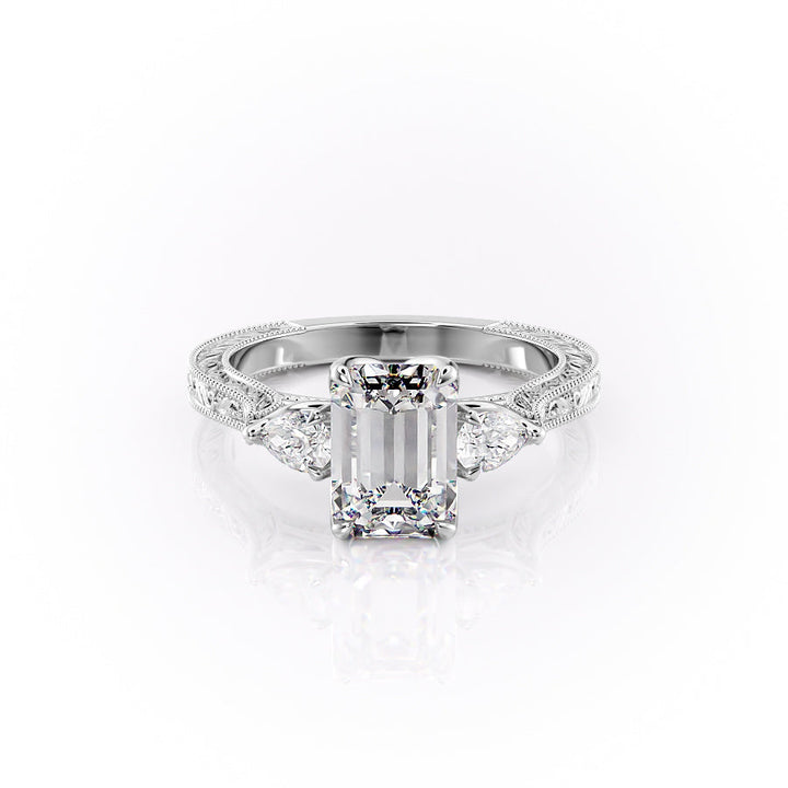 The Three Stone Skye Set With An Emerald Lab Diamond-L'Amour Brilliance #material_white
