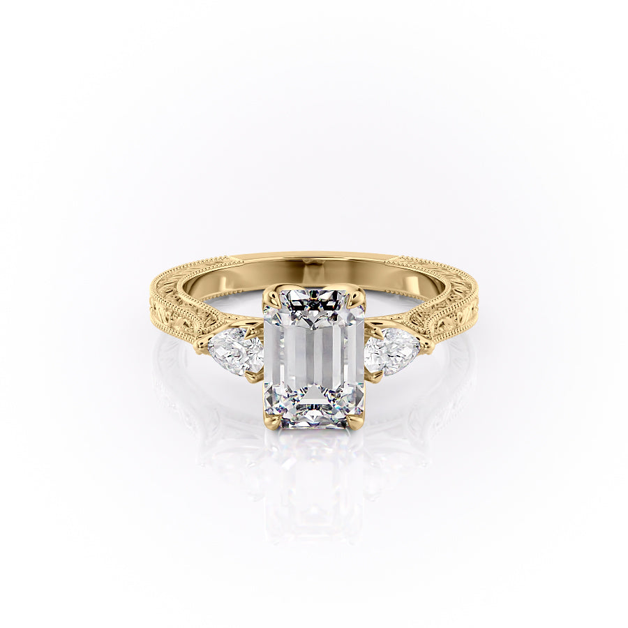 The Three Stone Skye Set With An Emerald Lab Diamond-L'Amour Brilliance #material_gold