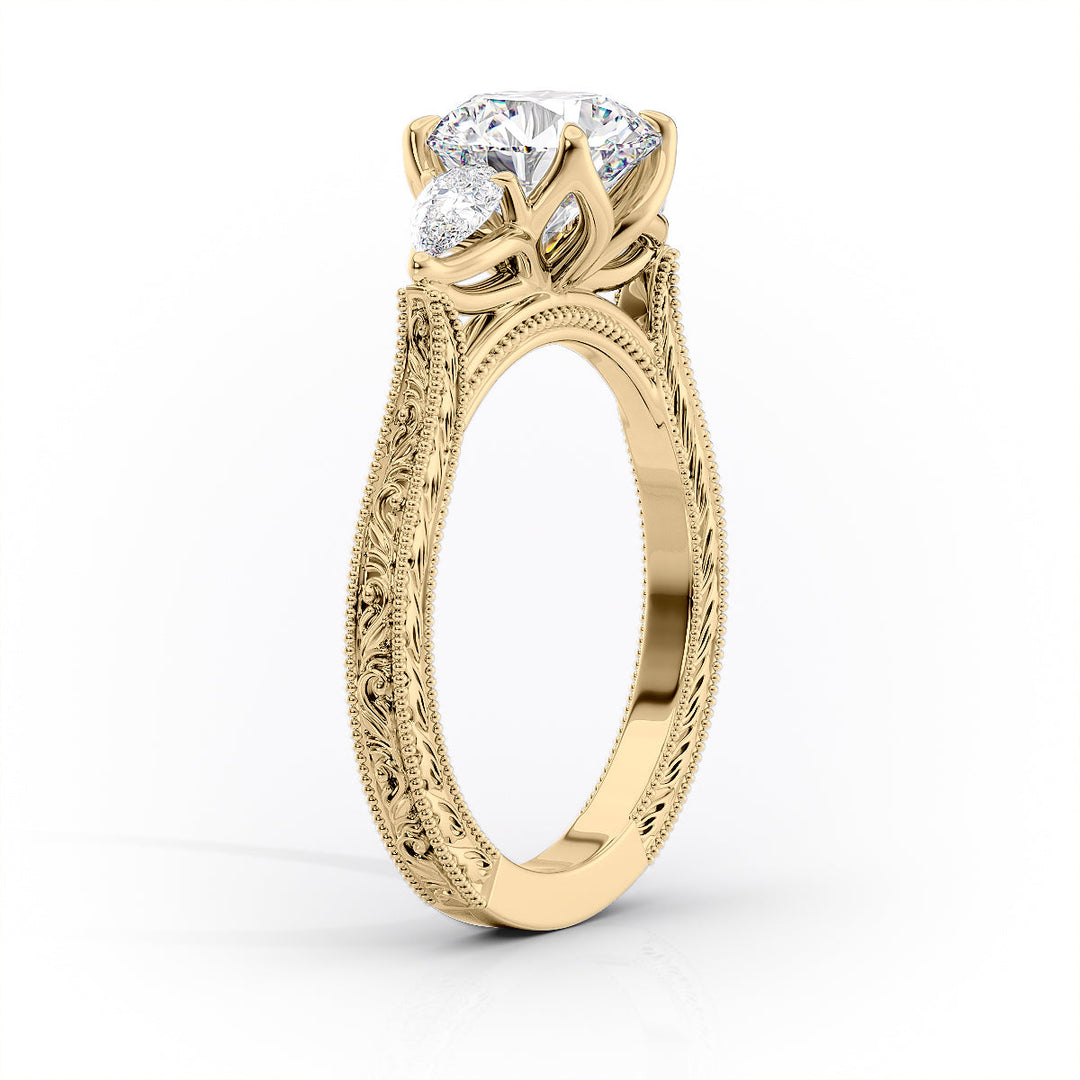The Three Stone Skye Set With An Oval Lab Diamond#material_gold
