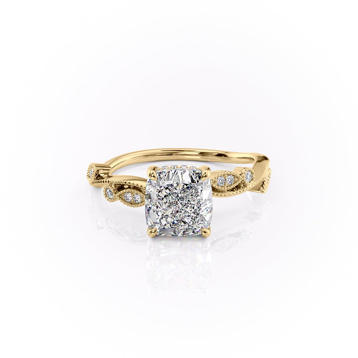 The Tiana Set With Cushion Vintage Lab Diamond 1 Carat 14K Gold#material_14k-gold