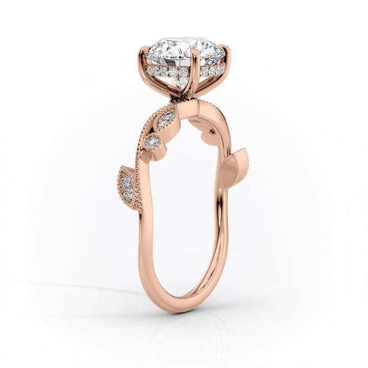 The Tiana Set With Cushion Vintage Lab Diamond 1.5 Carat 14K Rose#material_14k-rose