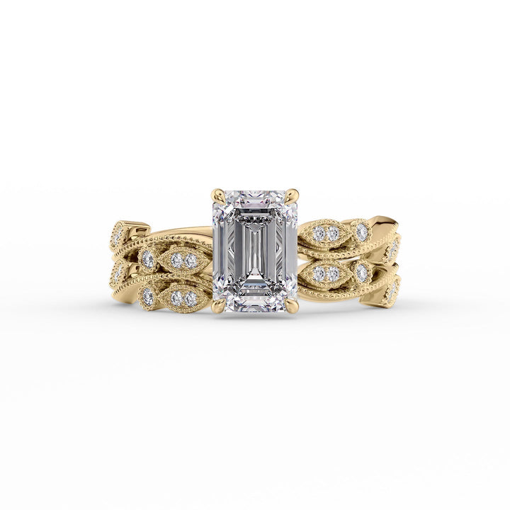 The Tiana Set With Emerald Vintage Moissanite#material_14k-gold