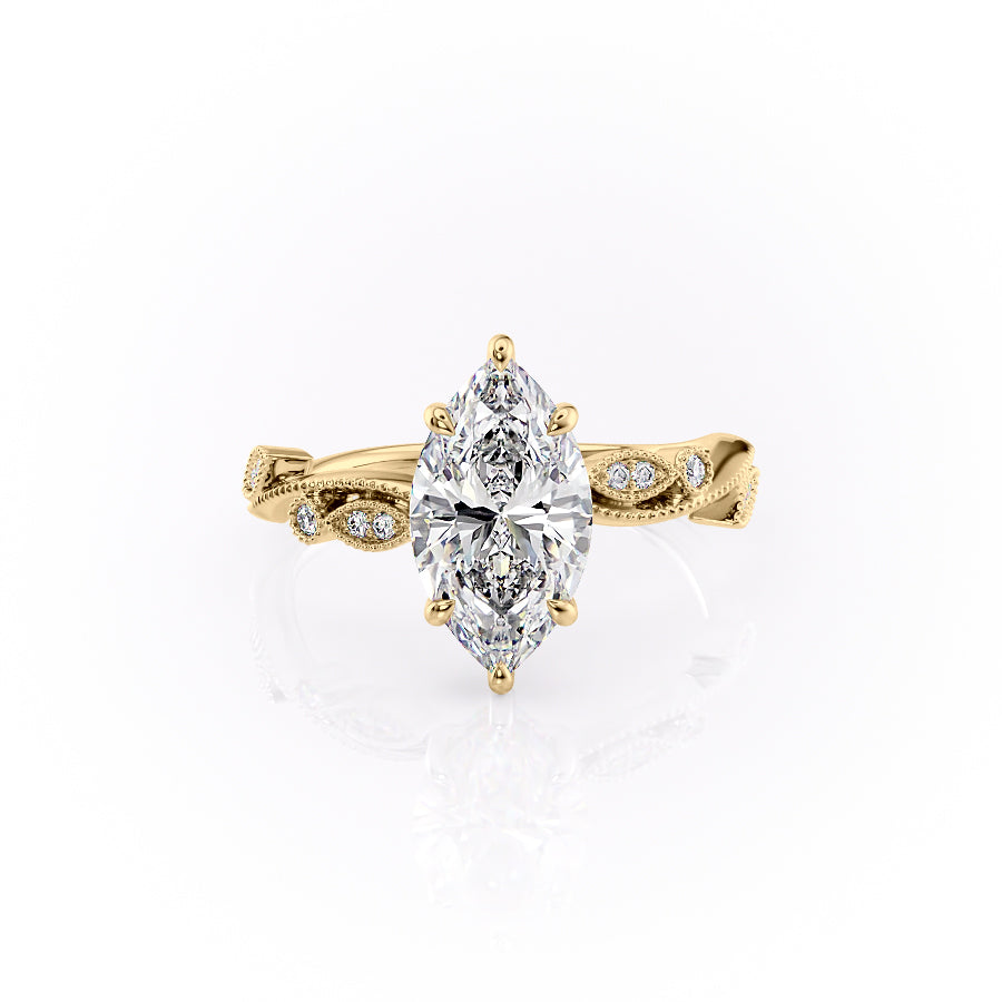 The Tiana Set With Marquise Vintage Lab Diamond 1 Carat 14K Gold#material_14k-gold