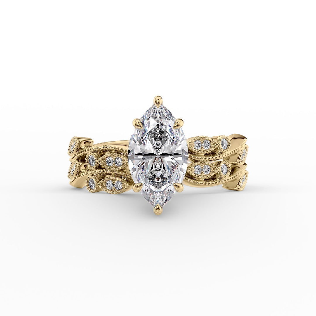 The Tiana Set With Marquise Vintage Lab Diamond 2 Carat 14K Gold#material_14k-gold