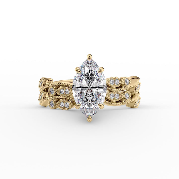 The Tiana Set With Marquise Vintage Moissanite#material_14k-gold