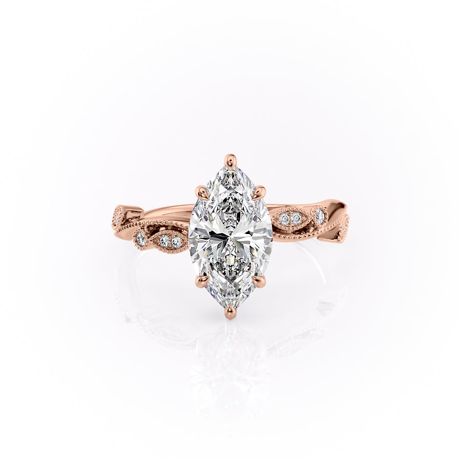 The Tiana Set With Marquise Vintage Lab Diamond 1 Carat 18K Rose#material_18k-rose