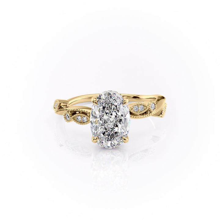 The Tiana Set With Oval Vintage Lab Diamond 1 Carat 14K Gold#material_14k-gold