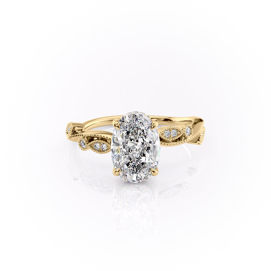 The Tiana Set With Oval Vintage Moissanite#material_14k-gold