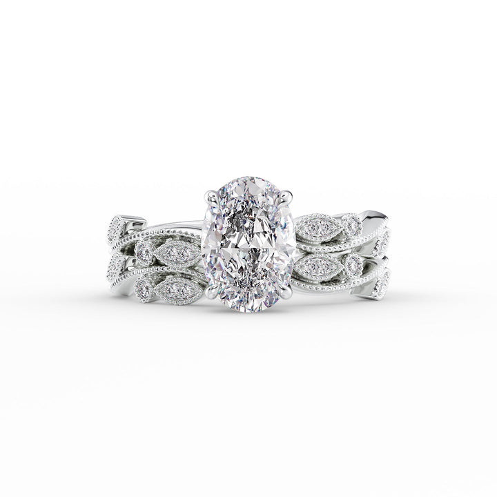 The Tiana Set With Oval Vintage Moissanite#material_14k-white