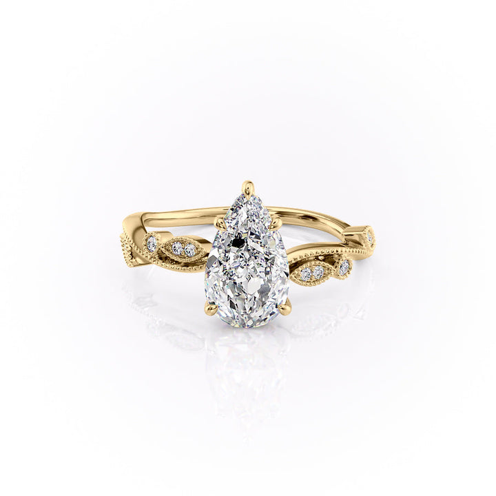 The Tiana Set With Pear Vintage Lab Diamond 1 Carat 14K Gold#material_14k-gold