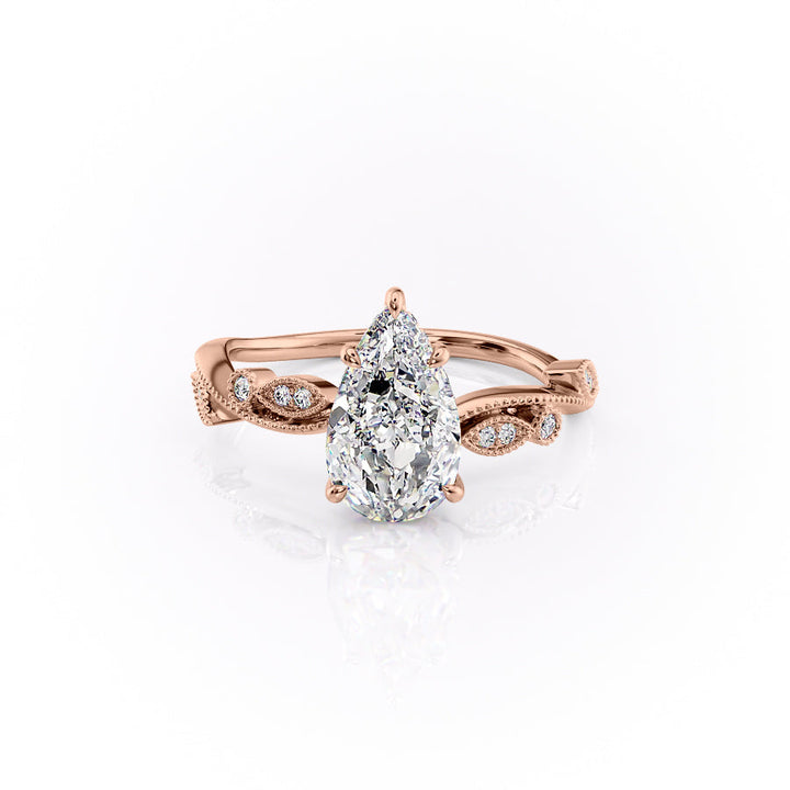 The Tiana Set With Pear Vintage Moissanite#material_14k-rose