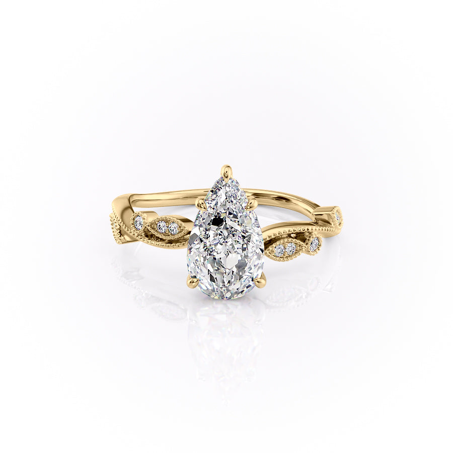 The Tiana Set With Pear Vintage Lab Diamond 1 Carat 18K Gold#material_18k-gold