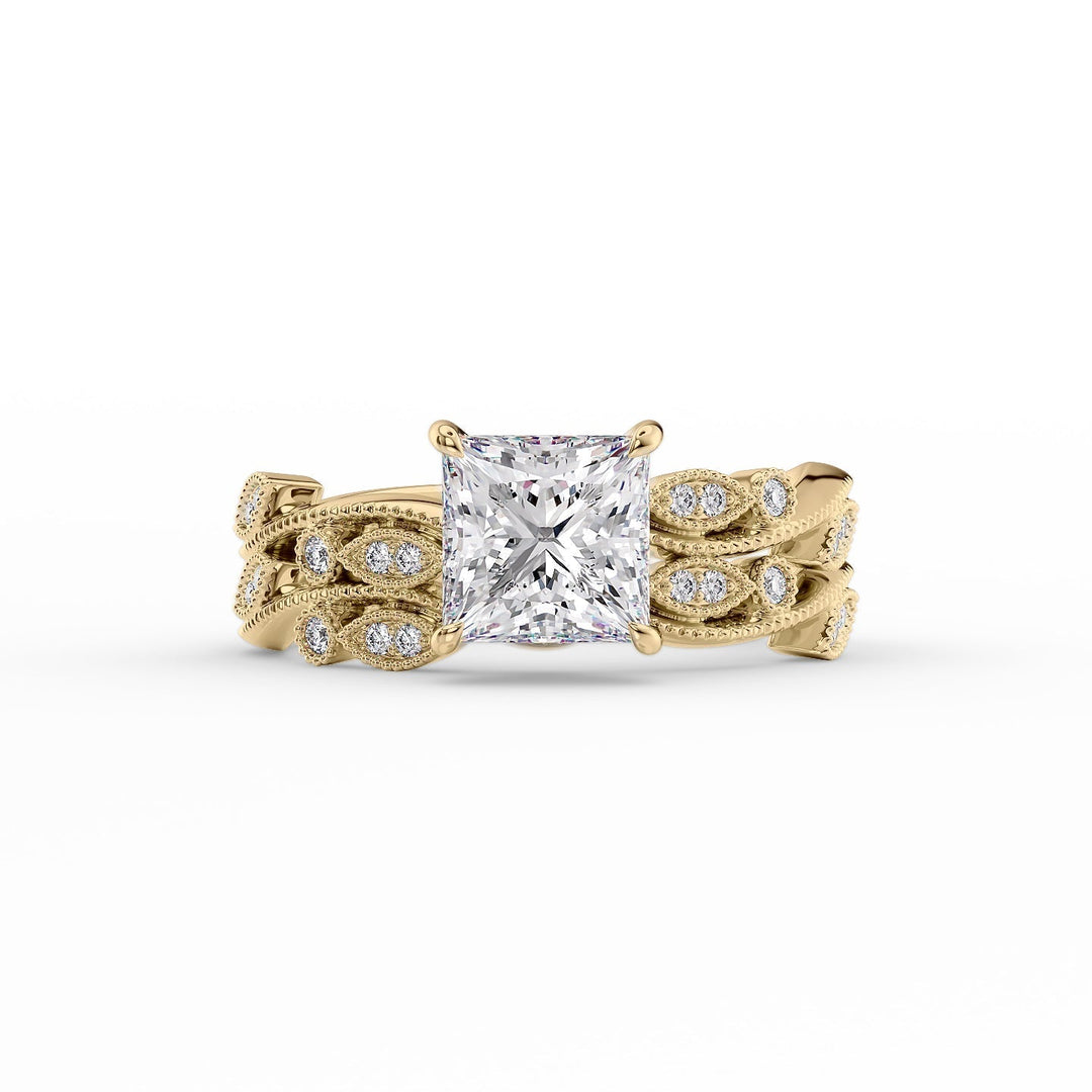 The Tiana Set With Princess Vintage Lab Diamond 2 Carat 14K Gold#material_14k-gold