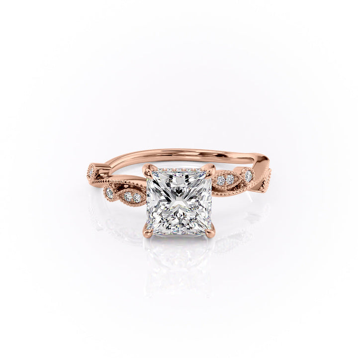 The Tiana Set With Princess Vintage Lab Diamond 1 Carat 14K Rose#material_14k-rose