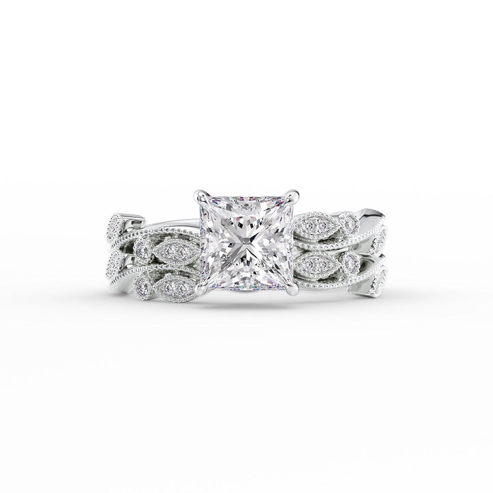 The Tiana Set With Princess Vintage Moissanite#material_14k-white