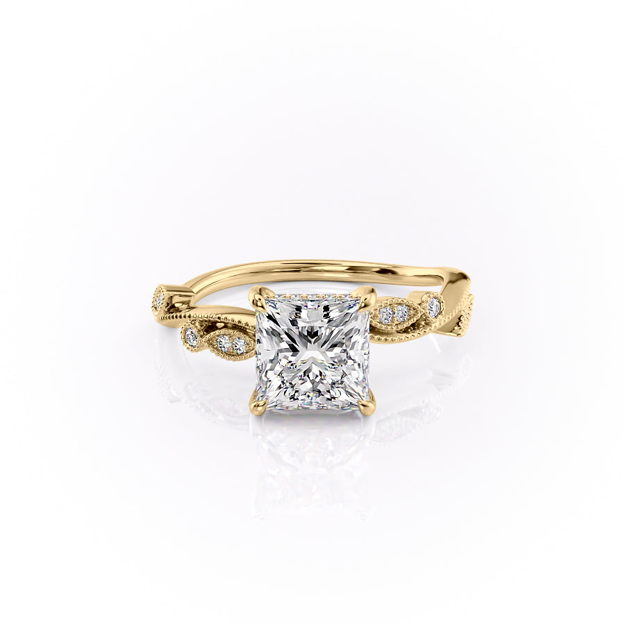 The Tiana Set With Princess Vintage Lab Diamond 1 Carat 18K Gold#material_18k-gold