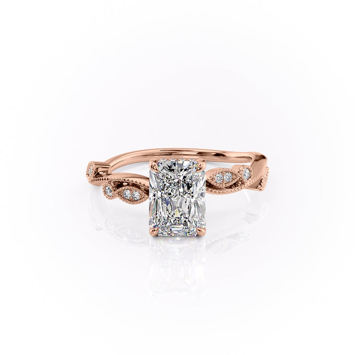 The Tiana Set With Radiant Vintage Lab Diamond 1 Carat 14K Rose#material_14k-rose