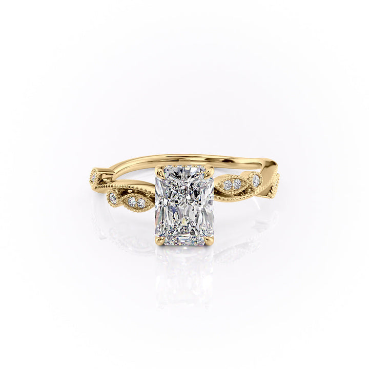 The Tiana Set With Radiant Vintage Lab Diamond 1 Carat 18K Gold#material_18k-gold