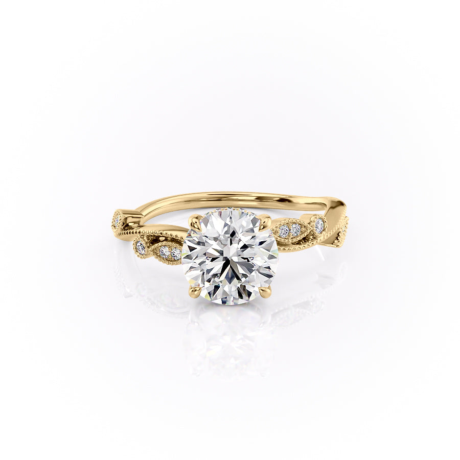 The Tiana Set With Round Vintage Lab Diamond 1 Carat 14K Gold#material_14k-gold