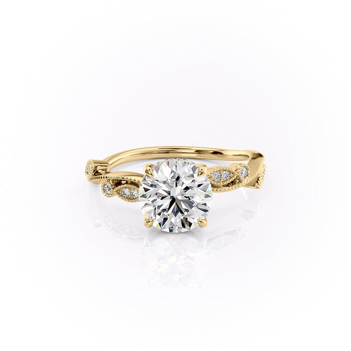 The Tiana Set With Round Vintage Moissanite#material_14k-gold