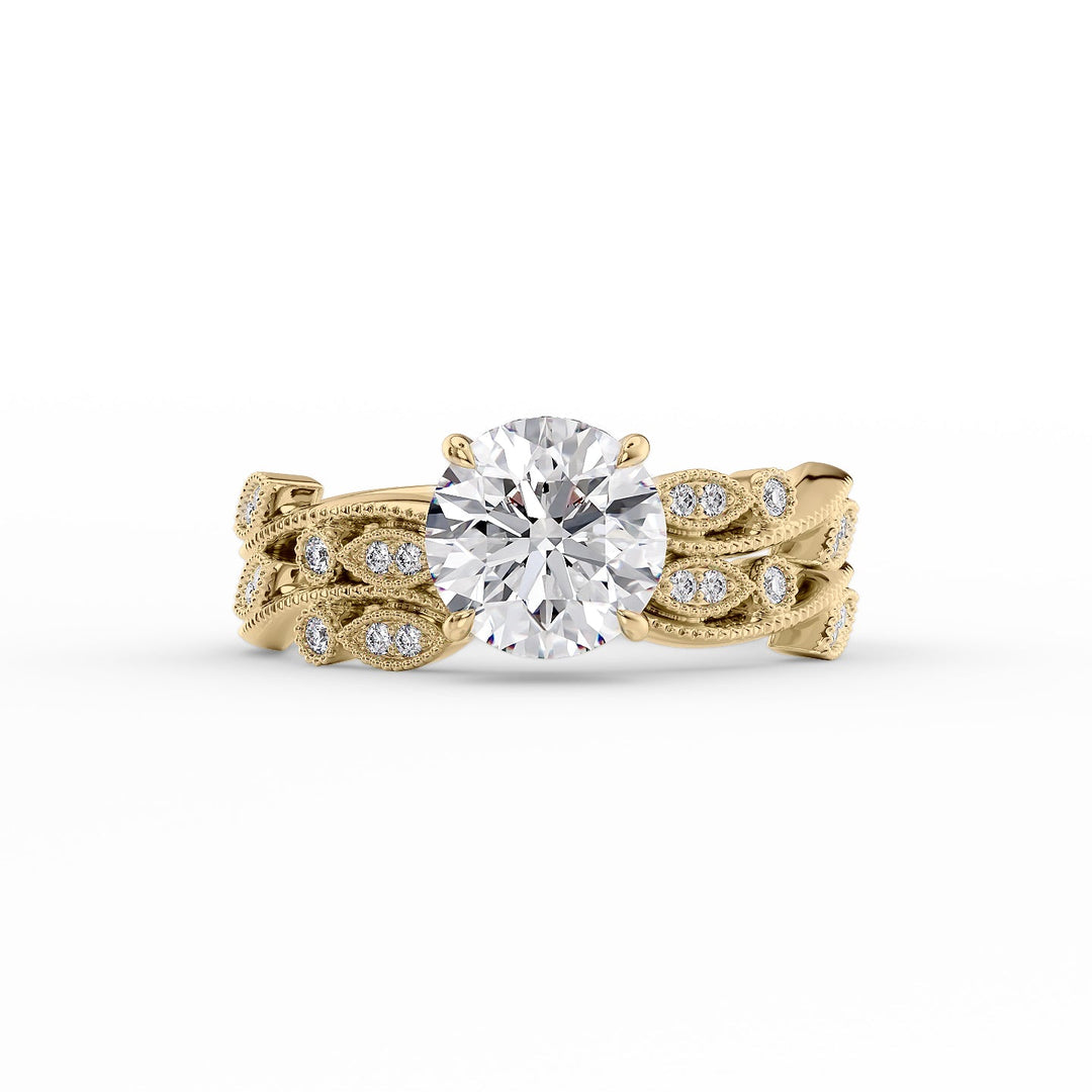 The Tiana Set With Round Vintage Moissanite#material_14k-gold