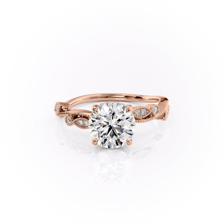 The Tiana Set With Round Vintage Lab Diamond 1 Carat 14K Rose#material_14k-rose