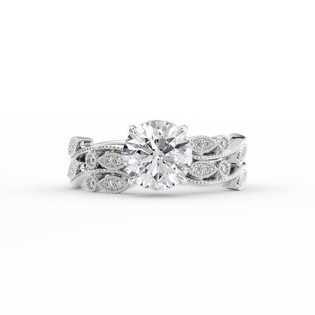 The Tiana Set With Round Vintage Moissanite#material_14k-white