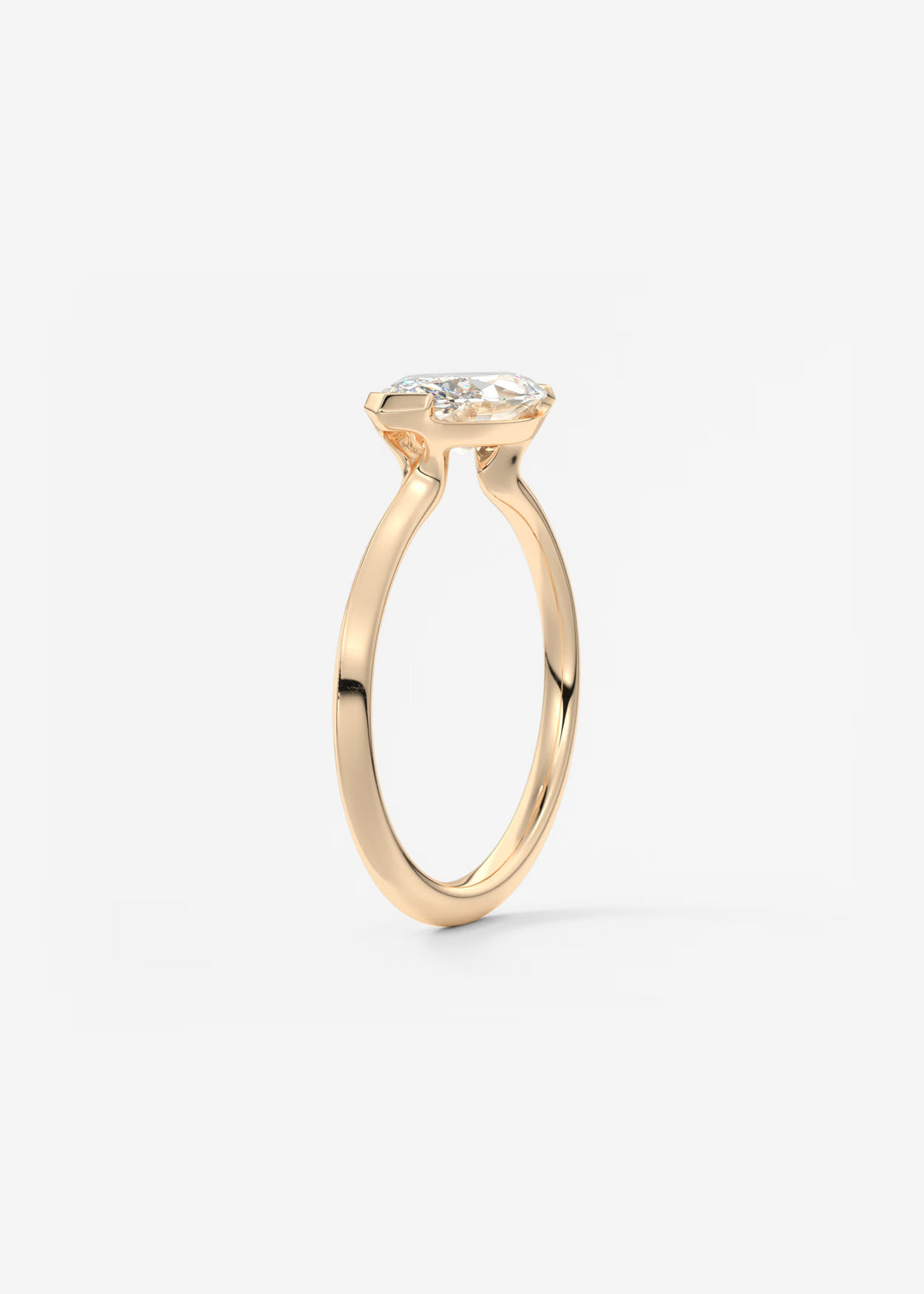 The Vela East West Marquise Cut Engagement Ring with Half Bezel#material_rose