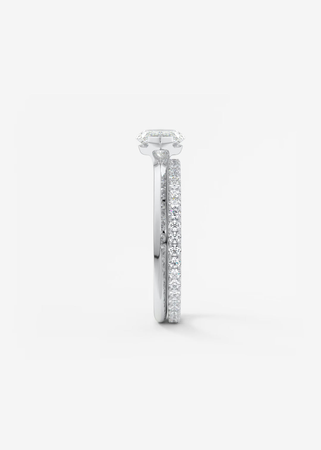 The Vela East West Marquise Cut Engagement Ring with Half Bezel#material_white