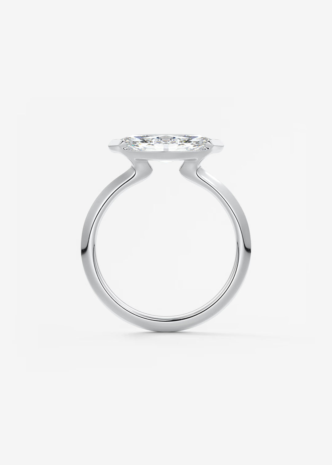 The Vela East West Marquise Cut Engagement Ring with Half Bezel#material_white