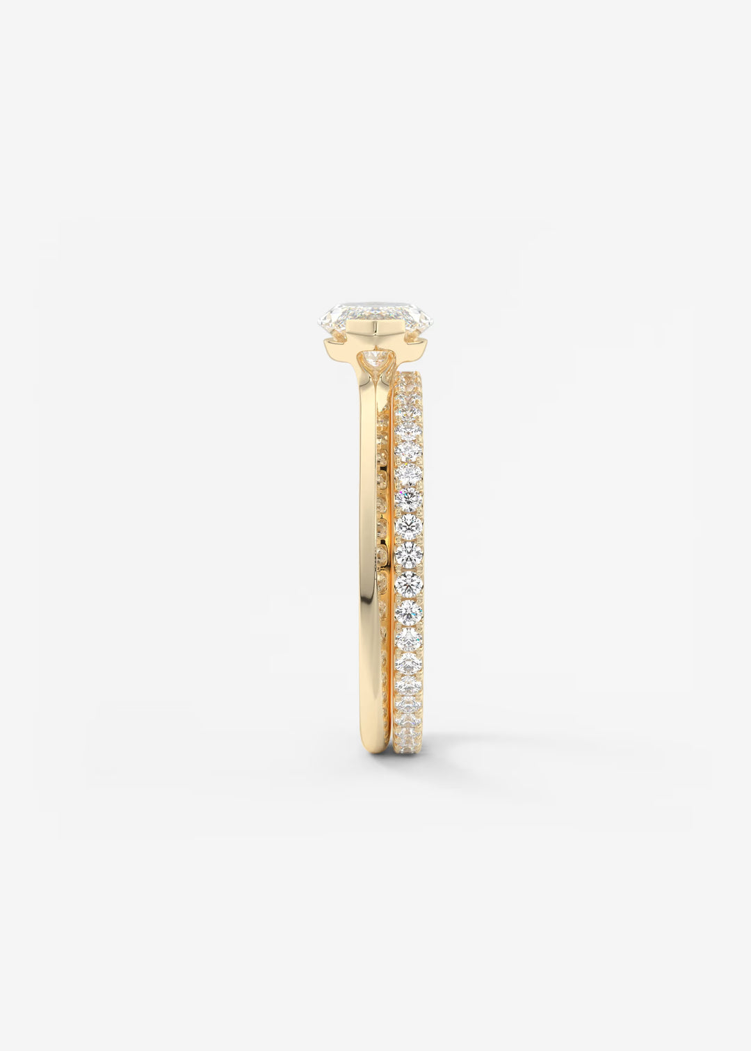 The Vela East West Marquise Cut Engagement Ring with Half Bezel#material_gold