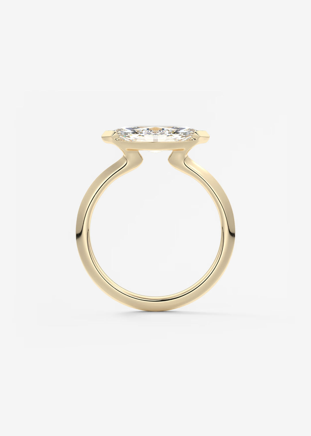 The Vela East West Marquise Cut Engagement Ring with Half Bezel#material_gold